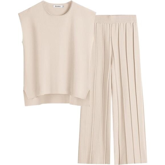 "Trendy Women’s 2-Piece Summer Outfit: Sleeveless Knit Top &‎ Lounge Pants" - Picture 1 of 7